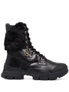 LOVE MOSCHINO FUR PANEL LACE-UP BOOTS