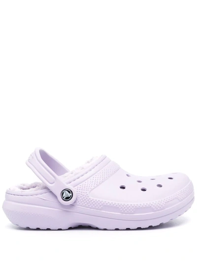 Crocs Classic Faux-fur Lined Sandals In Purple