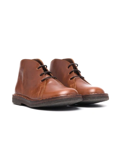 Pèpè Kids' Lace-up Ankle Boots In Brown