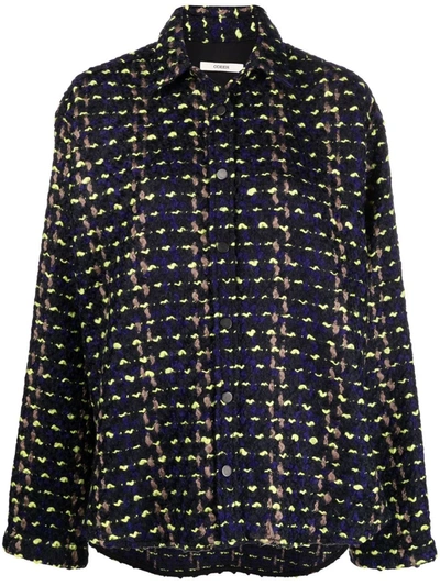 Odeeh Buttoned Up Tweed Jacket In Blue