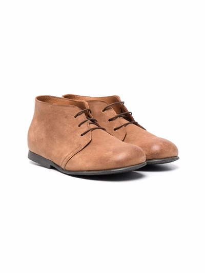 Pèpè Kids' Lace-up Desert Boots In Brown