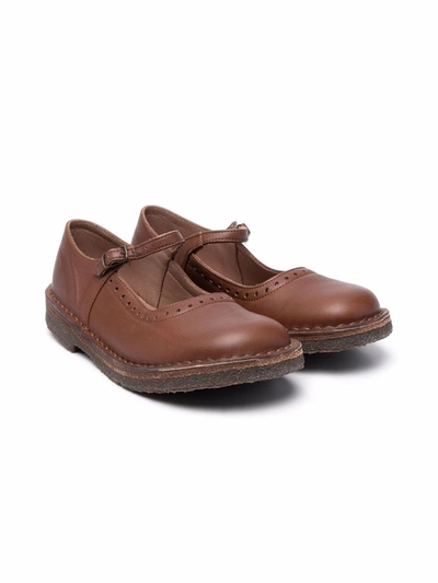 Pèpè Kids' Buckled Ballerina Shoes In Brown