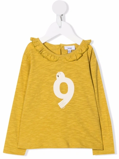Knot Babies' White Dove Ruffled Blouse In Yellow