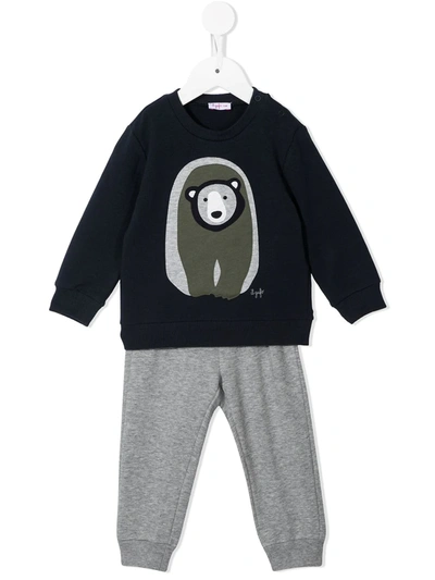 Il Gufo Babies' Bear-print Tracksuit Set In Blue