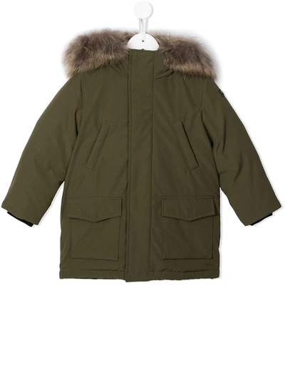 Il Gufo Kids' Faux-fur Trimmed Hood Parka In Green