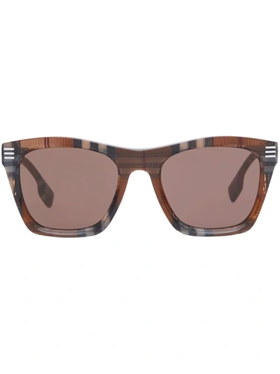Burberry Check-print Frame Sunglasses In Brown