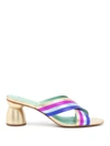 BLUE BIRD SHOES STRIPED CROSSOVER-STRAP SANDALS