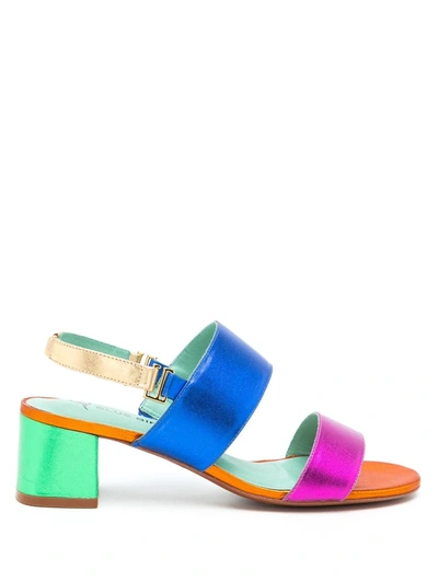 Blue Bird Shoes Colourblock Slingback Sandals In Multicolour