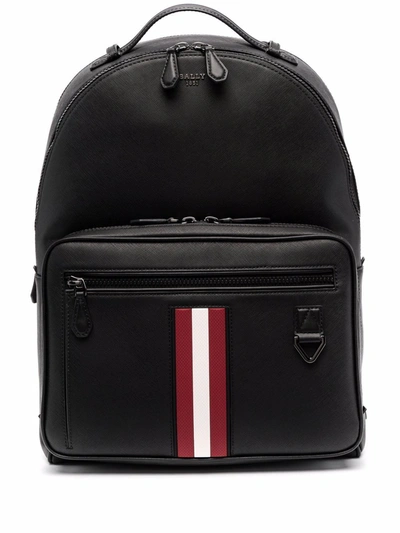 Bally Signature Three Stripe Logo Backpack In Black
