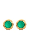 Monica Vinader Gold Plated Vermeil Silver Mini Green Onyx Stud Earrings In Gold
