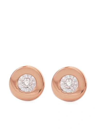 Monica Vinader Linear 18ct Rose Gold-plated Vermeil Sterling-silver And White Diamond Stud Earrings