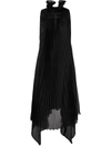 Shanshan Ruan Pleated Silk Dress In Black