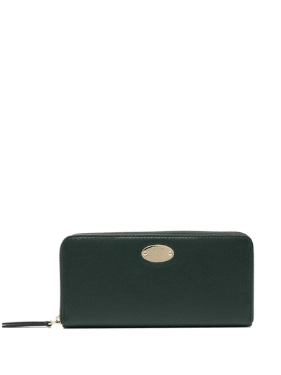 Mulberry Logo-plaque Zipped Purse In Green