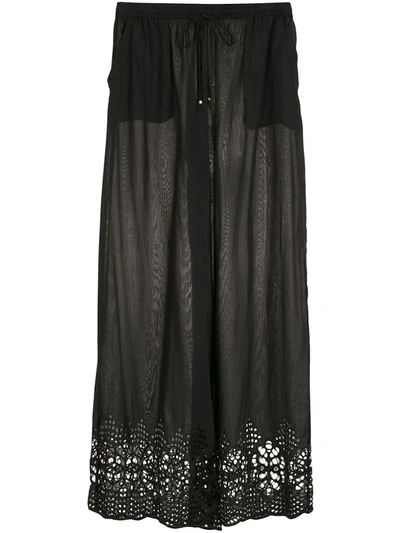 Amir Slama Broderie-anglaise Palazzo Trousers In Black