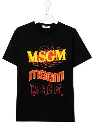 Msgm Teen Logo-print Short-sleeve T-shirt In Black