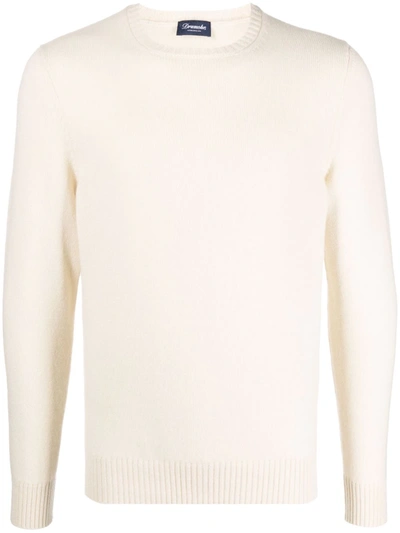 Drumohr Fine-knit Cashmere Jumper In White