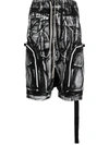 Rick Owens Drkshdw Bauhaus Printed Shorts In Black