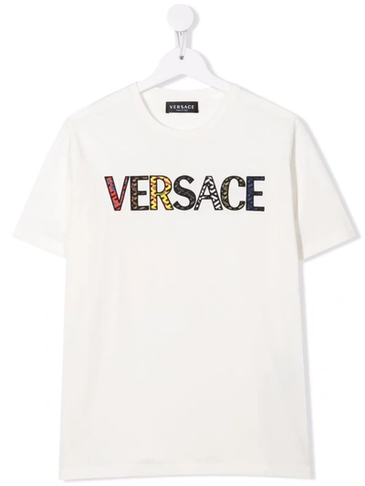Versace Teen Applique Logo T-shirt In White