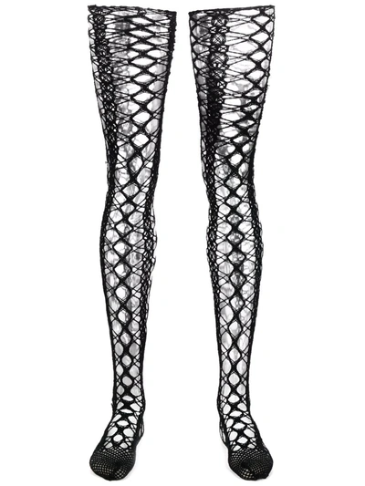 Yohji Yamamoto Lace Long Socks In Black