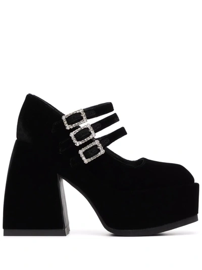 Nodaleto Womens Black Bulla Marietta Velvet Platform Sandals 4