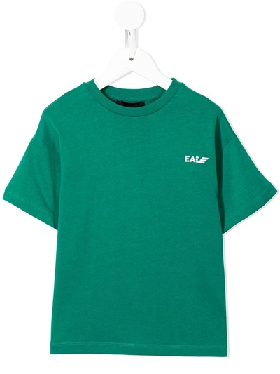 Emporio Armani Kids' Logo Stripe-print T-shirt In Green