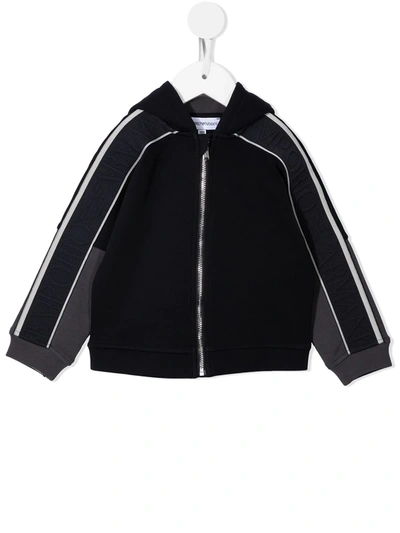 Emporio Armani Babies' Logo-tape Detail Hooded Jacket In Black