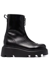 Premiata Zip-front Chunky Leather Ankle Boots In Black