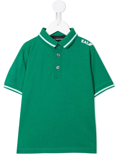 Emporio Armani Kids' Logo-print Short-sleeved Polo Shirt In Green