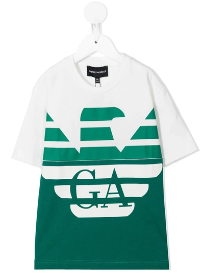 Emporio Armani Kids' Logo-print T-shirt In Green