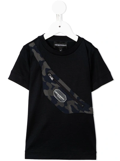 Emporio Armani Kids' Belt-bag Print T-shirt In Black