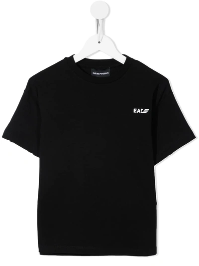 Emporio Armani Kids' Logo Stripe-print T-shirt In Black