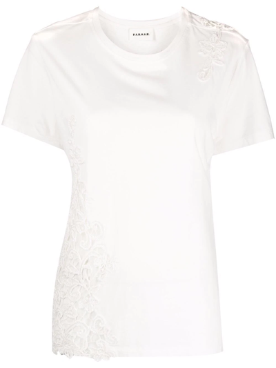 P.a.r.o.s.h Floral Lace-appliqué Short-sleeve T-shirt In White
