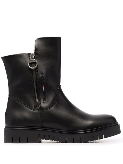 Tommy Jeans Fur Lining Boots In Black