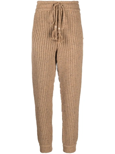 Alanui Womens Sugarbrown Paso Del Icalma Tapered Mid-rise Knitted Jogging Bottoms M In Brown