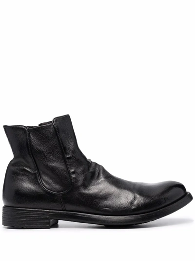 Officine Creative Side Zip Ankle Boots In Black