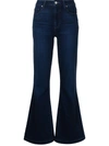 Shop Paige Genevieve 32 Flared Trousers In Blue