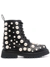 MOSCHINO PEARL-EMBELLISHED ANKLE BOOTS