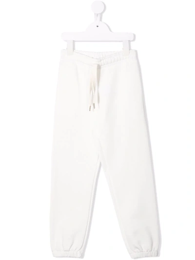 Miss Grant Kids' Drawstring-waist Cotton Track Trousers In White