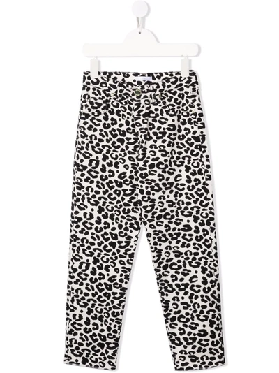 Miss Grant Kids' Animal-print Cotton Trousers In White