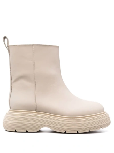 Gia Borghini Marte Chunky Leather Ankle Boots In Neutrals