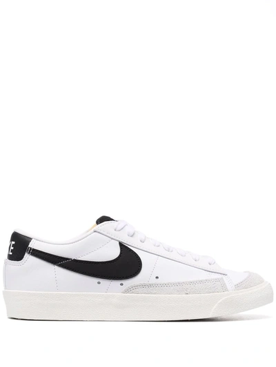 Nike Blazer Low '77 Se Suede-trimmed Leather Sneakers In White/black-sail-whi
