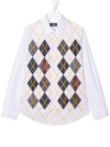 DSQUARED2 TEEN ABSTRACT DIAMOND-PATTERN SHIRT