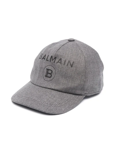 Balmain Kids' Logo-print Baseball Cap In Grey