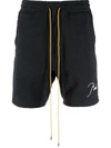 RHUDE LOGO-EMBROIDERED TRACK SHORTS