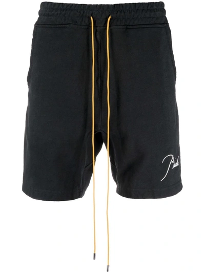 Rhude Logo-embroidered Track Shorts In Black