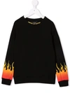 Vision Of Super Teen Logo Flame Print Sweatshirt In Black