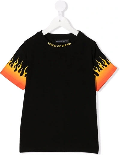 Vision Of Super Kids' T-shirt Nera In Jersey Di Cotone In Black