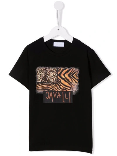 Roberto Cavalli Junior Kids' Logo-print T-shirt In Black