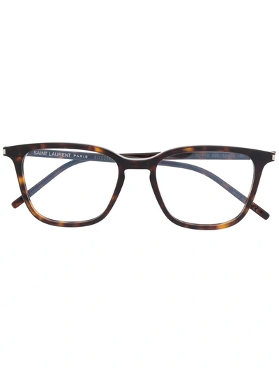 Saint Laurent Tortoise Shell Glasses In Brown