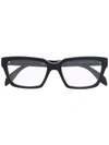 Alexander Mcqueen Logo Print Square Frame Glasses In Black